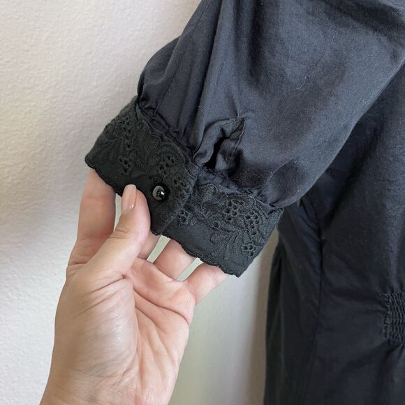 Veeko Dress Womens Small Black Mini Fit and Flare Lace Trim Goth Dark Whimsigoth - Picture 4 of 14